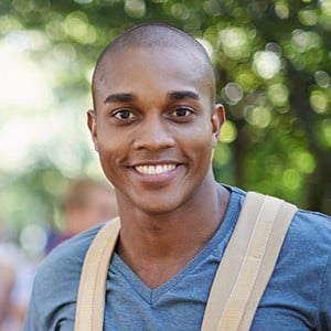 Young black man smiling